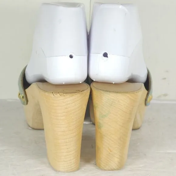 Giuseppe Zanotti Women's US8-8,5 EU39 Blue Denim Wooden Platform Clog Sandals