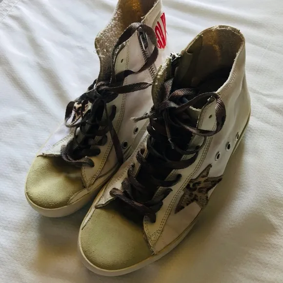 Golden goose francy White High-Top Sneakers with Star Design