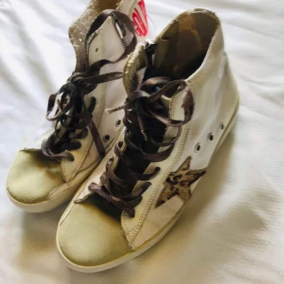 Golden goose francy White High-Top Sneakers with Star Design