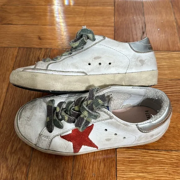 Golden goose kids low top camouflage lace sneakers size 30