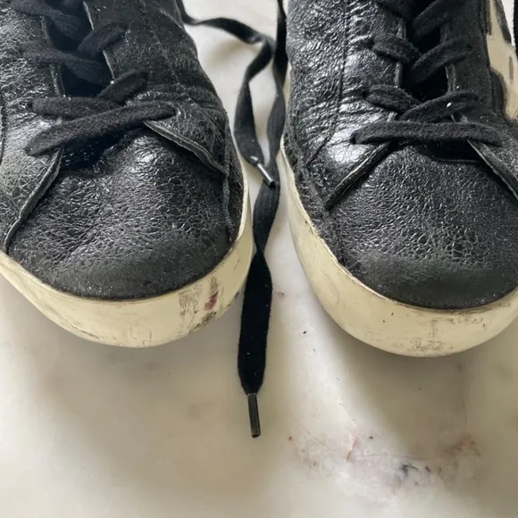 GOLDEN GOOSE Super-Star Black with White Star, Low Top Sneakers, Size 38