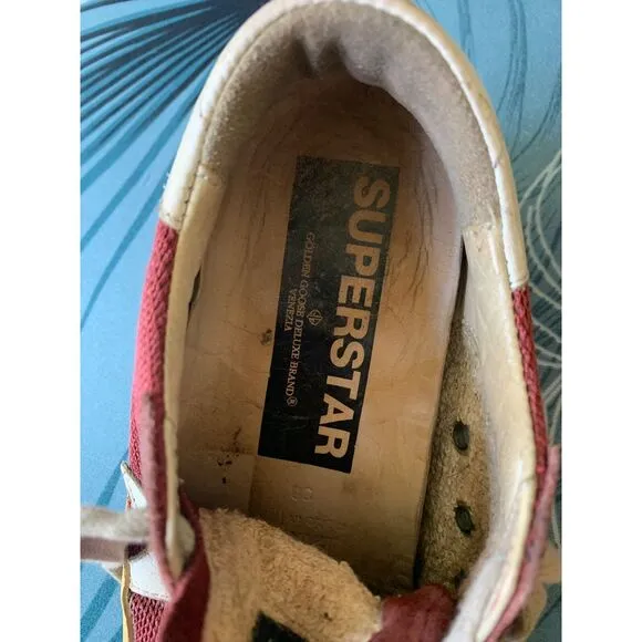 Golden Goose Superstar Red White SNEAKERS GYM SHOES women’s 36 5.5 6 WORN