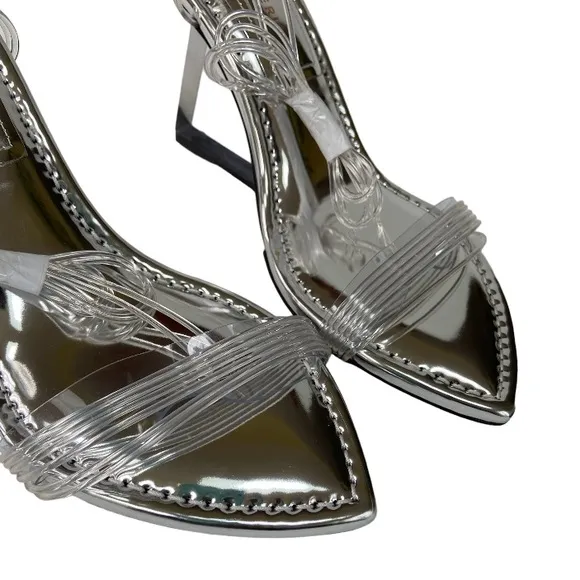 Good AmericanClear Block Heel Clear Straps Sandals Size 5.5 New