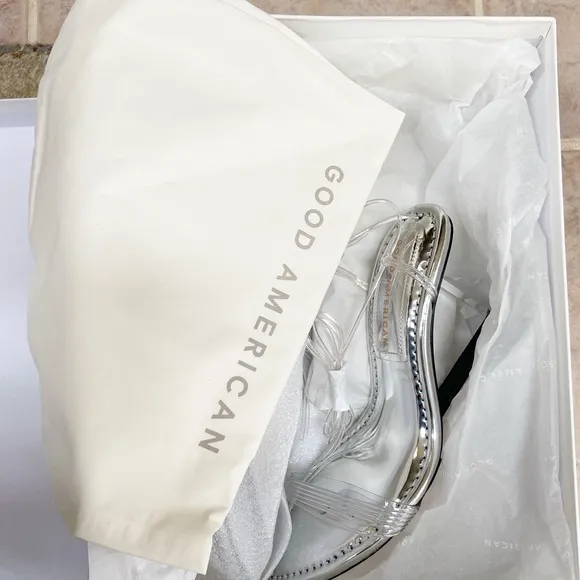 Good AmericanClear Block Heel Clear Straps Sandals Size 5.5 New