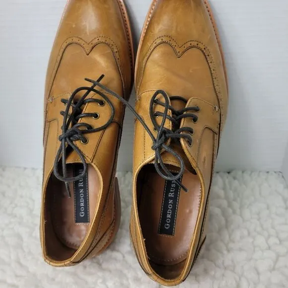 Gordon Rush Cornell Mens Oxford Shoes Size 10.5 Brown Leather Wingtip Shoes
