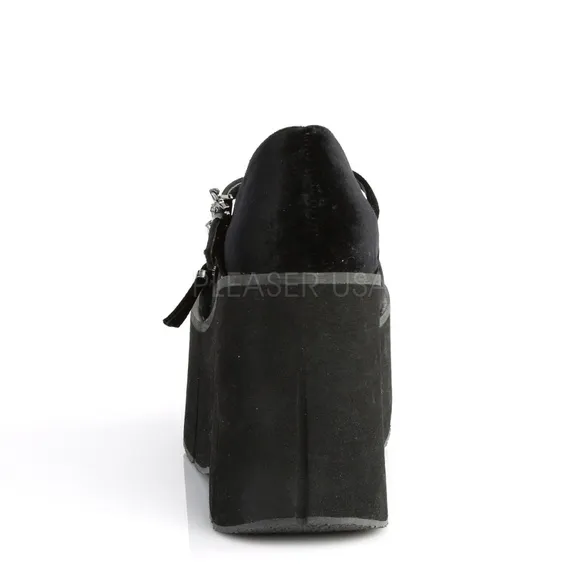 Gothic Criss Cross Bat Wedge Platform Velvet Shoes