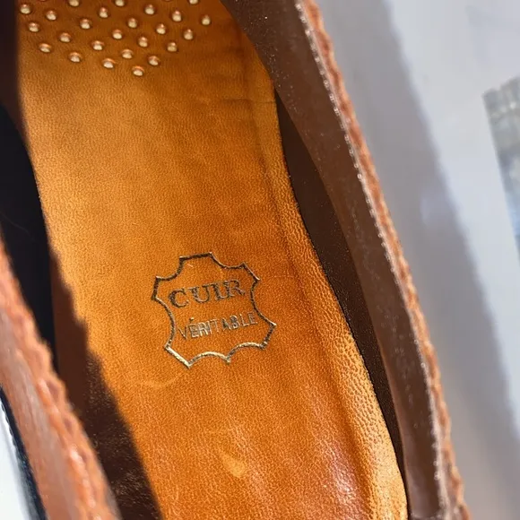 Granny Shoes: Black Patent Leather, Brown Leather Wing Tip Oxfords Italy 39 VGUC