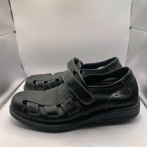 Gravity Defyer Propet Black Grain Leather Fisherman Sandals Men's shoes Sz 11
