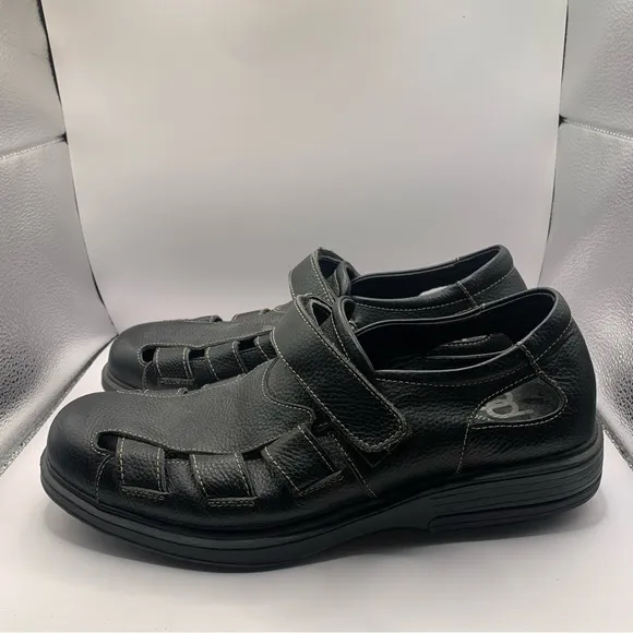 Gravity Defyer Propet Black Grain Leather Fisherman Sandals Men's shoes Sz 11