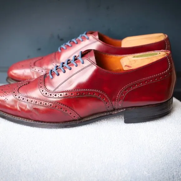 Grenson 9.5-D US Red Mens Wingtip Oxford Dress Shoes