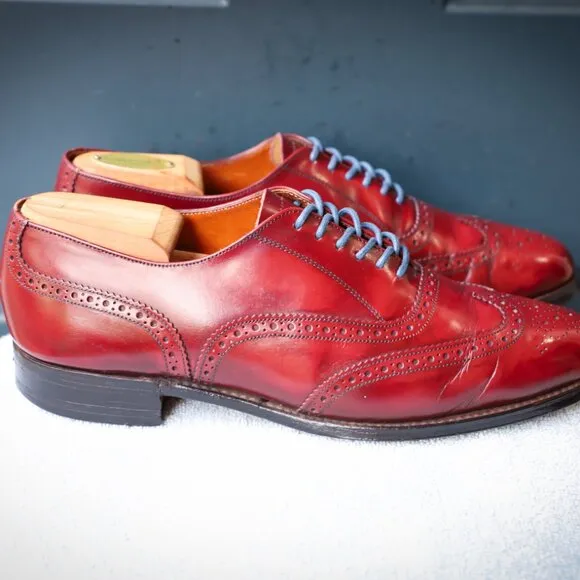 Grenson 9.5-D US Red Mens Wingtip Oxford Dress Shoes