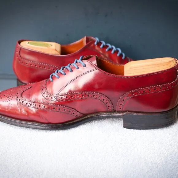 Grenson 9.5-D US Red Mens Wingtip Oxford Dress Shoes