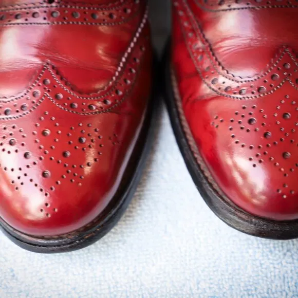 Grenson 9.5-D US Red Mens Wingtip Oxford Dress Shoes