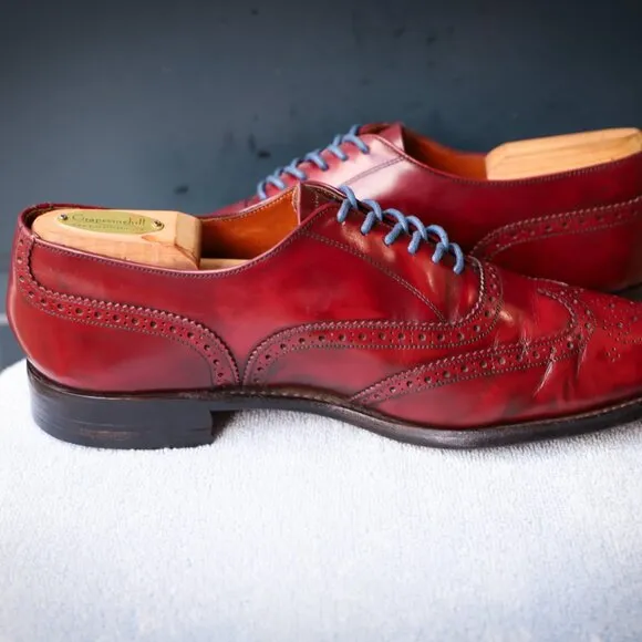 Grenson 9.5-D US Red Mens Wingtip Oxford Dress Shoes