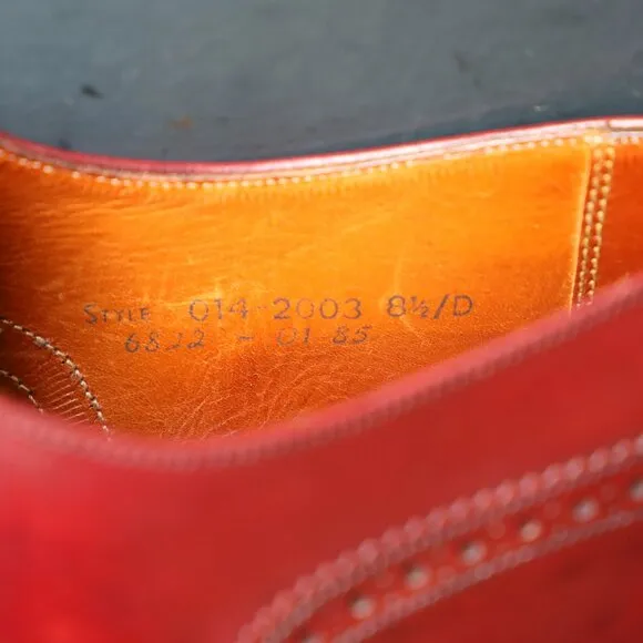 Grenson 9.5-D US Red Mens Wingtip Oxford Dress Shoes