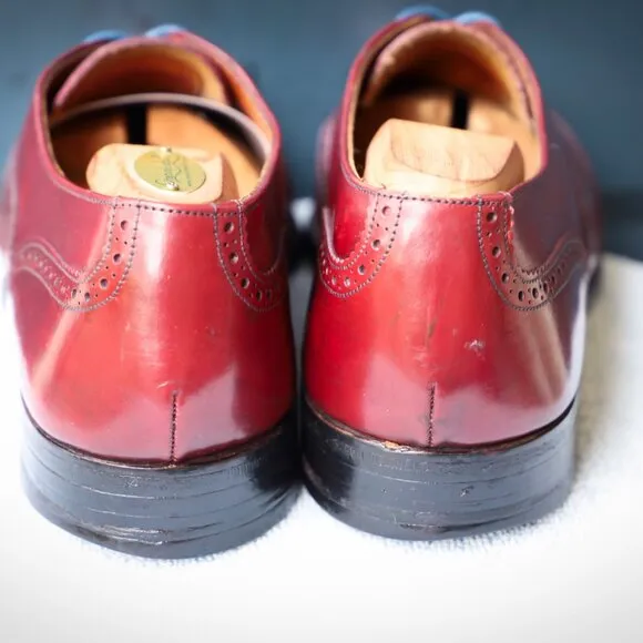 Grenson 9.5-D US Red Mens Wingtip Oxford Dress Shoes