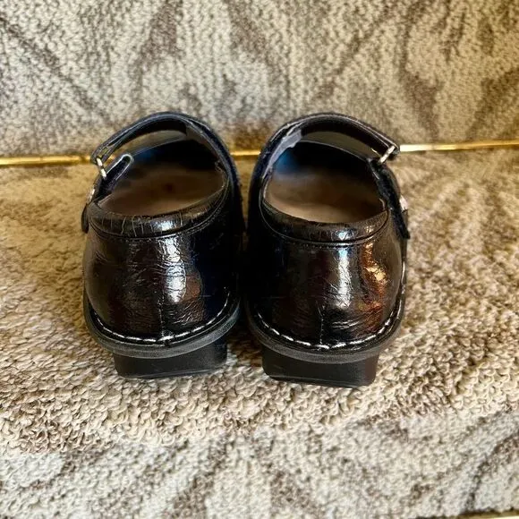 GUC Alegria Bel-101 Belle Crinkle Black Leather Mary Jane Shoes Size 37 7 - 7.5