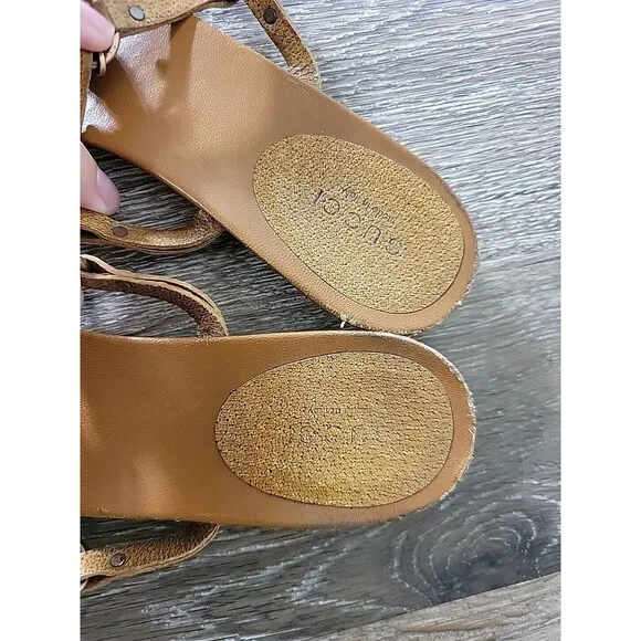 Gucci Bamboo Strappy Sandals Shoes Women's Size 7.5 B US Brown Leather - WEAR