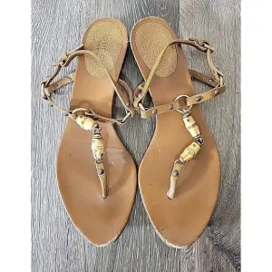 Gucci Bamboo Strappy Sandals Shoes Women's Size 7.5 B US Brown Leather - WEAR