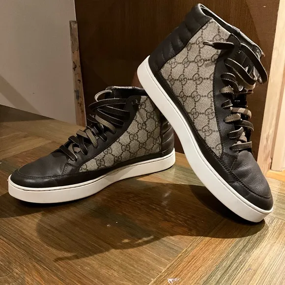 Gucci Men's Black and Brown High-Top Sneakers