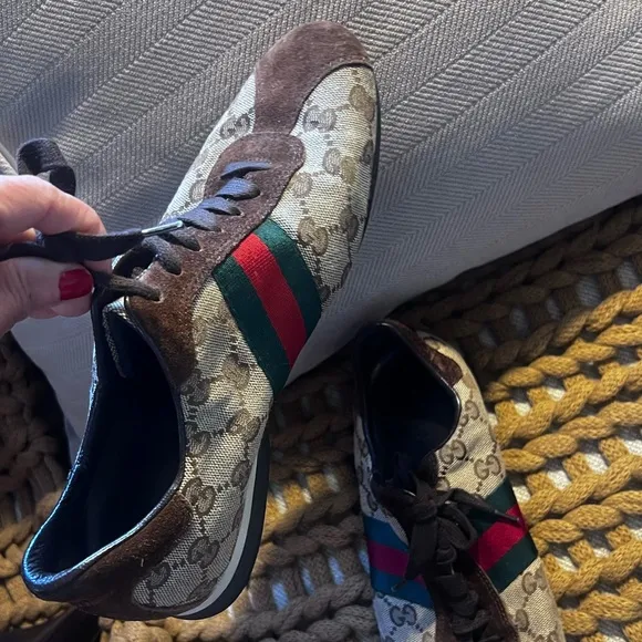 Gucci Men's Brown and Black Sneakers