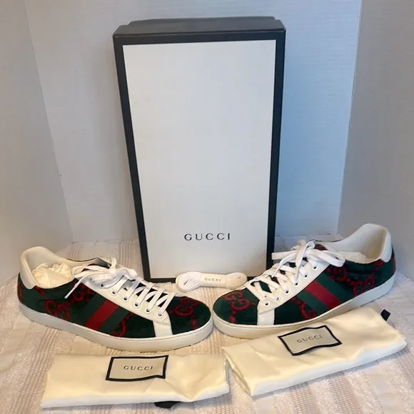 Gucci Men's Green and Red Sneakers
