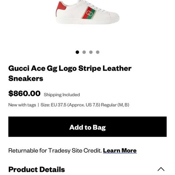 Gucci Men's White and Red Sneakers