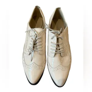 Gunmetal Patent Leather MURUSHKA Wing Tip Oxford Loafer Shoes