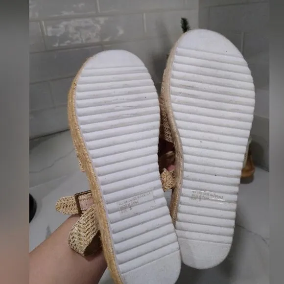 [H469] SHEIN Chic Beige Woven Platform Sandals, Size 8