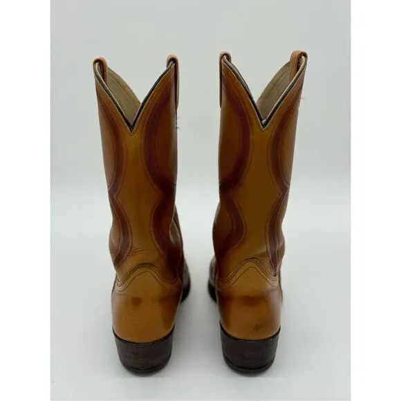 Handmade Vintage Men's Light Brown Cowboy Boots Size 9D