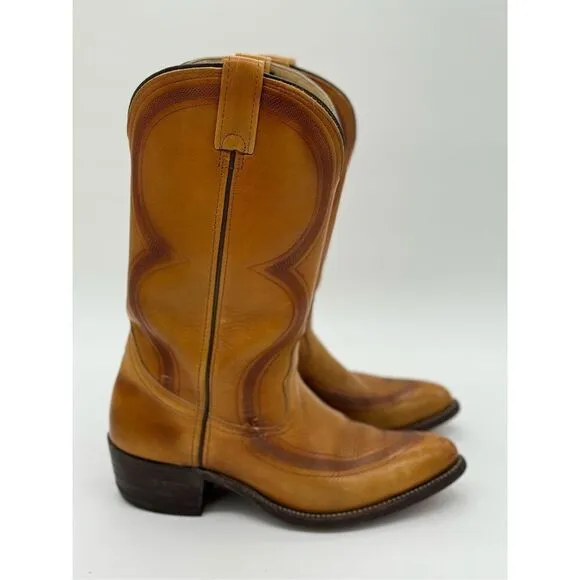 Handmade Vintage Men's Light Brown Cowboy Boots Size 9D