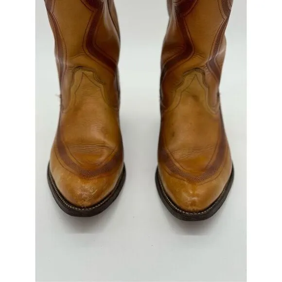 Handmade Vintage Men's Light Brown Cowboy Boots Size 9D
