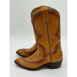 Handmade Vintage Men's Light Brown Cowboy Boots Size 9D