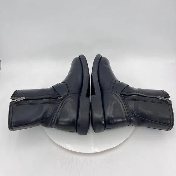 Harley Davidson 98403 Men Size 9 Black Leather Double Buckle Side Zip Boot