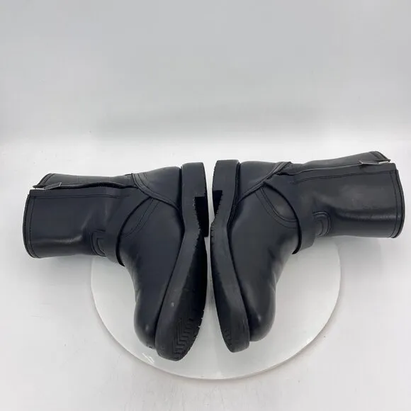 Harley Davidson 98403 Men Size 9 Black Leather Double Buckle Side Zip Boot