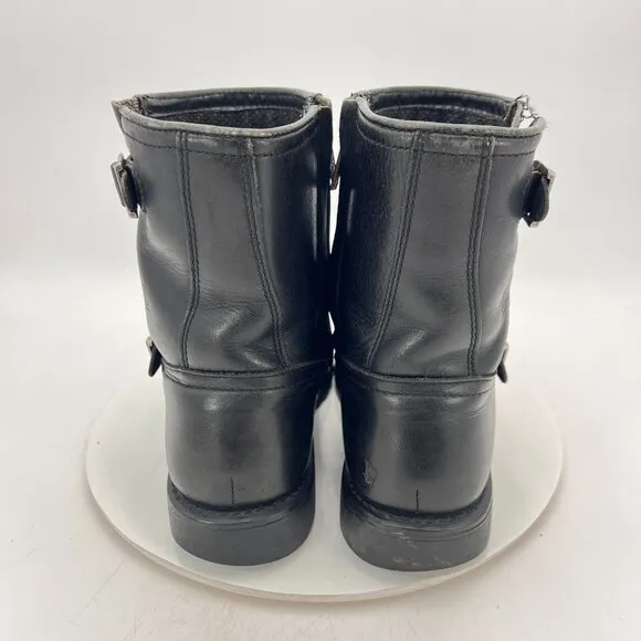 Harley Davidson 98403 Men Size 9 Black Leather Double Buckle Side Zip Boot