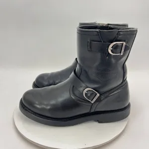 Harley Davidson 98403 Men Size 9 Black Leather Double Buckle Side Zip Boot