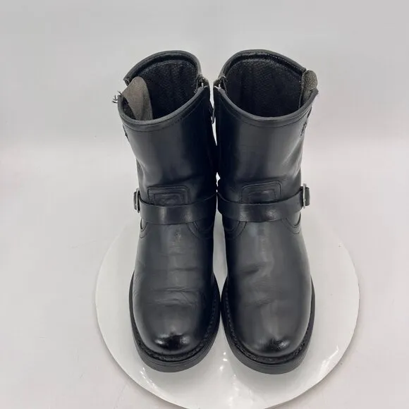 Harley Davidson 98403 Men Size 9 Black Leather Double Buckle Side Zip Boot