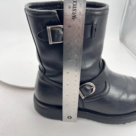 Harley Davidson 98403 Men Size 9 Black Leather Double Buckle Side Zip Boot