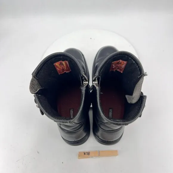 Harley Davidson 98403 Men Size 9 Black Leather Double Buckle Side Zip Boot