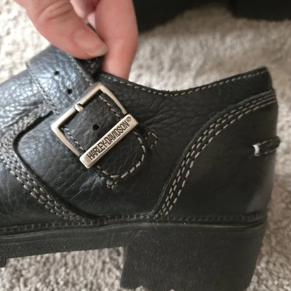 Harley-Davidson Black Leather Chunky Biker Shoes Women's Size 9
