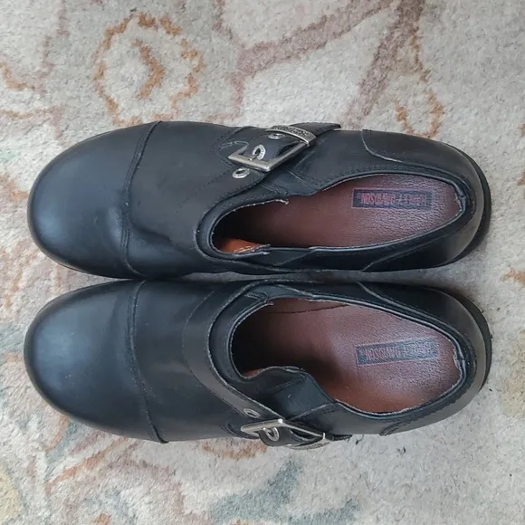 Harley Davidson chunky Y2K black leather moto shoes