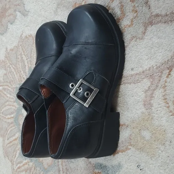 Harley Davidson chunky Y2K black leather moto shoes