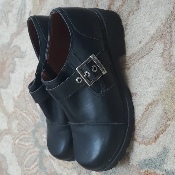 Harley Davidson chunky Y2K black leather moto shoes