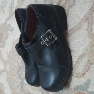 Harley Davidson chunky Y2K black leather moto shoes