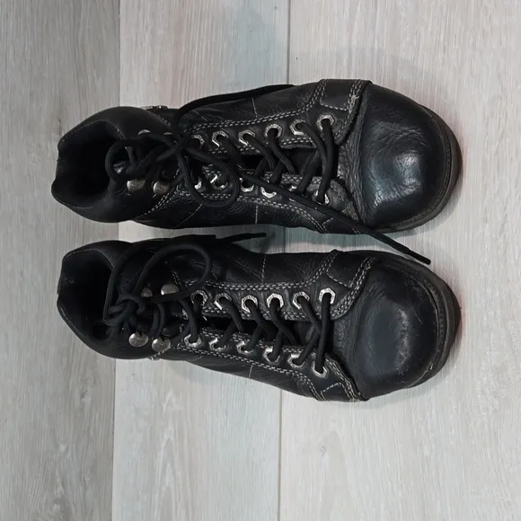 Harley Davidson Moto Women Ankle Leather Chunky Tractor boots shoes sz 6.5