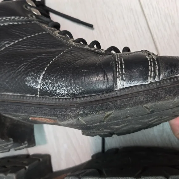 Harley Davidson Moto Women Ankle Leather Chunky Tractor boots shoes sz 6.5