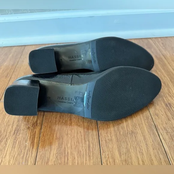 HASSIA Black Patent Leather Italian Chunky Heels 2” UK 6.5/US 8.5