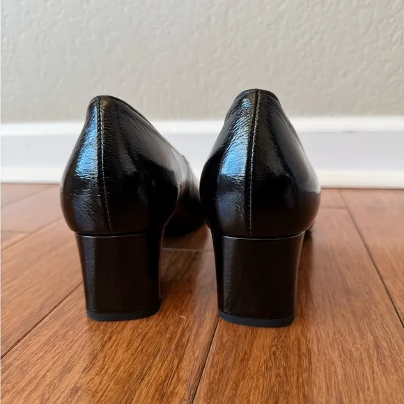 HASSIA Black Patent Leather Italian Chunky Heels 2” UK 6.5/US 8.5