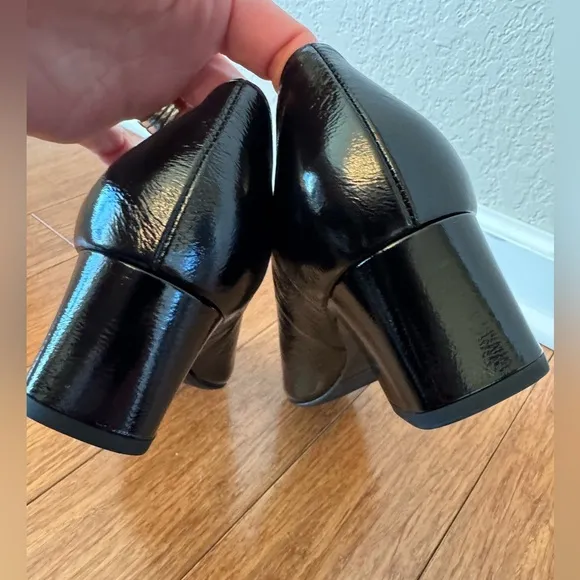 HASSIA Black Patent Leather Italian Chunky Heels 2” UK 6.5/US 8.5